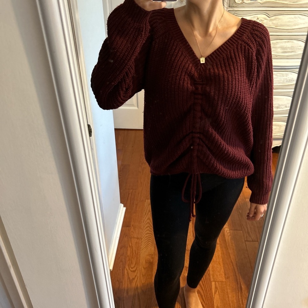 Burgundy V Neck Sweater Size Small